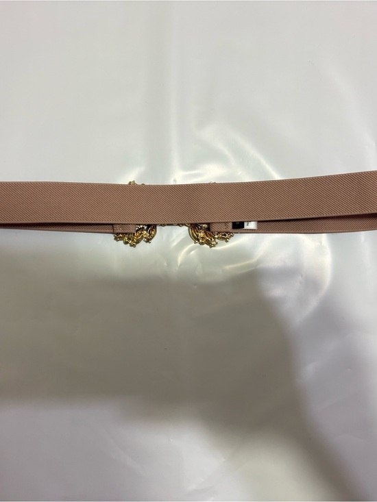BCBGMAXAZRIA Nude Blush Stretch Belt Gold Jeweled Embellished Front Closure S main image 4
